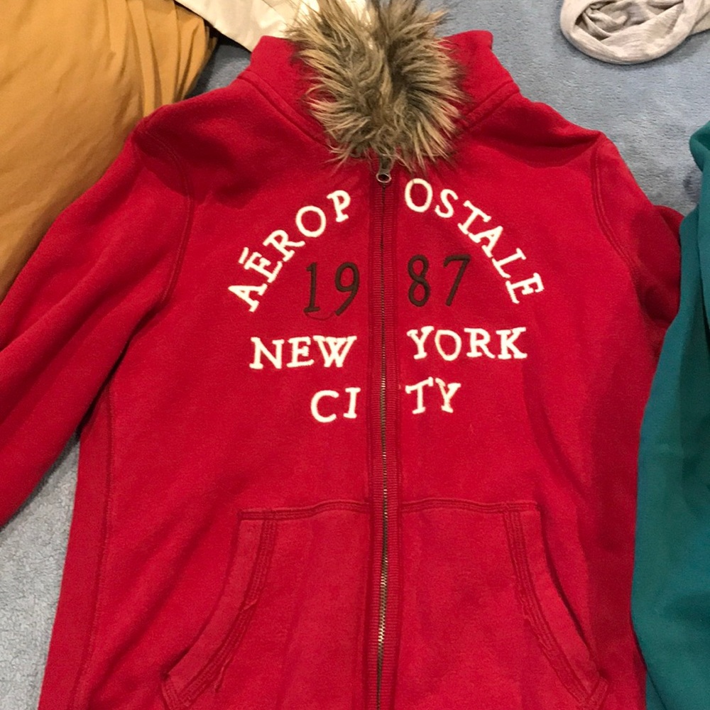Red Aeropostale fur hoodie size xl with